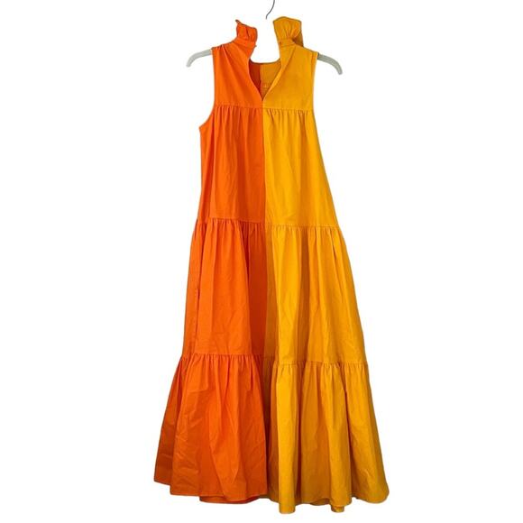 Christopher John Roger Orange Yellow maxi ruffle sleeveless dress NWOT size XS - Picture 2 of 8